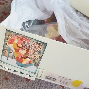 Charlotte Olympia "World At Her Feet" Suede Leather Heels Size 36.5 NIB